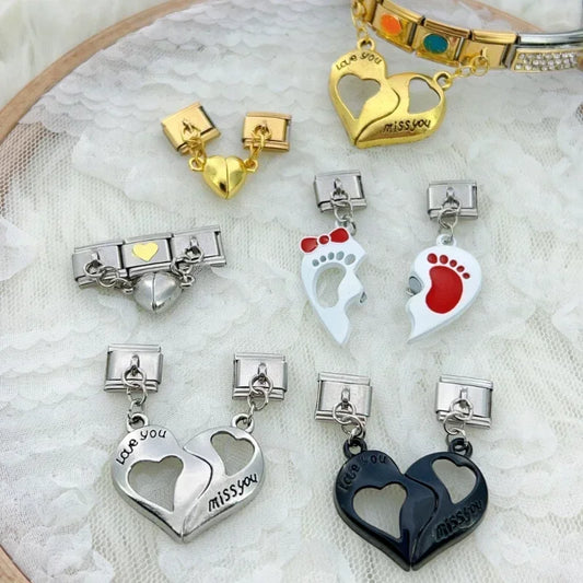 New Women Gold and Silver Love Couple Italian