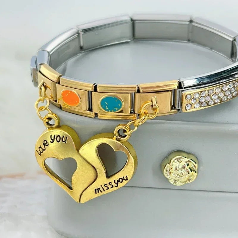 New Women Gold and Silver Love Couple Italian