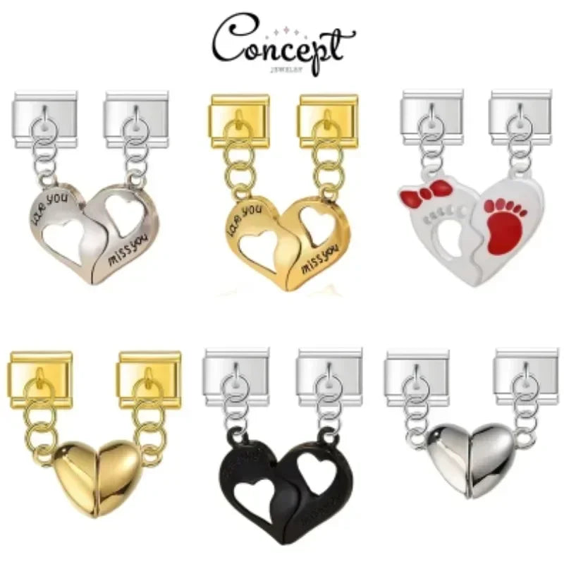 New Women Gold and Silver Love Couple Italian