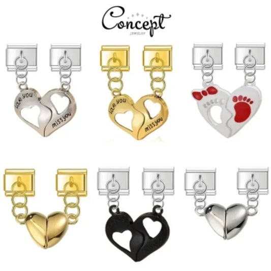 New Women Gold and Silver Love Couple Italian