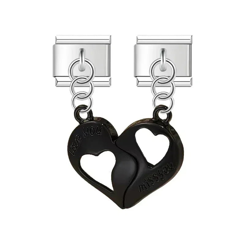 New Women Gold and Silver Love Couple Italian