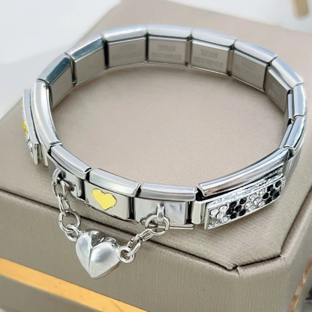 New Women Gold and Silver Love Couple Italian