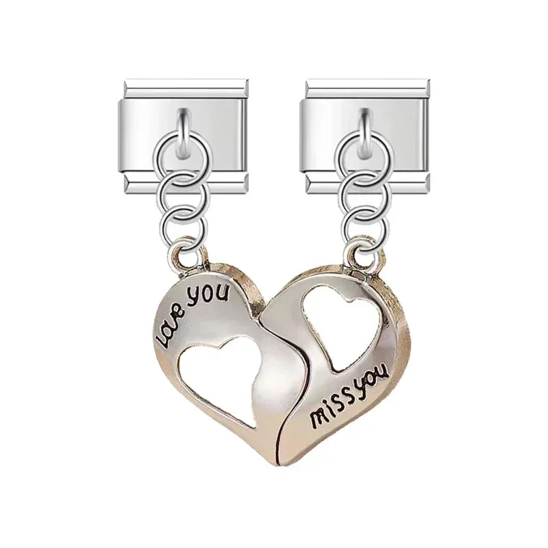 New Women Gold and Silver Love Couple Italian