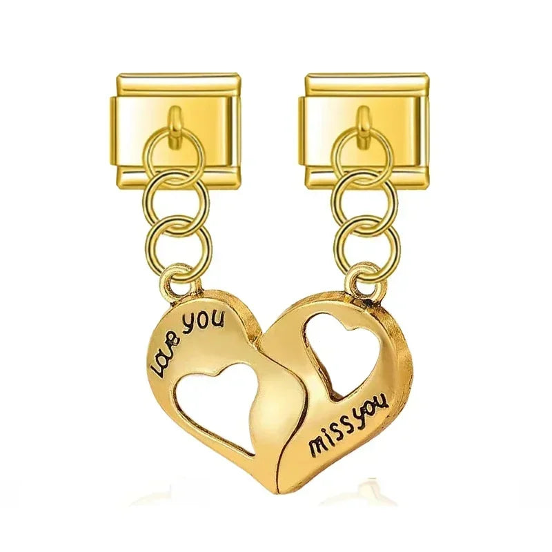 New Women Gold and Silver Love Couple Italian